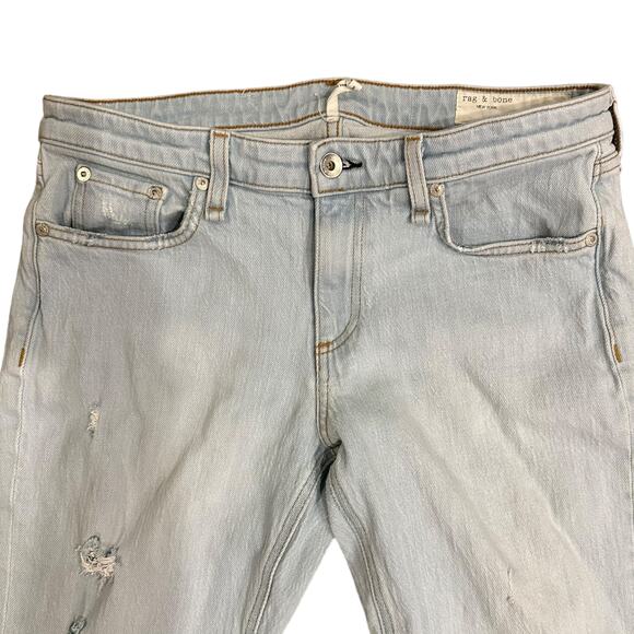 rag & bone Women’s Dre Low Rise Ripped Hem Jeans in Melrose Light Wash - Sz 28 - Picture 3 of 10